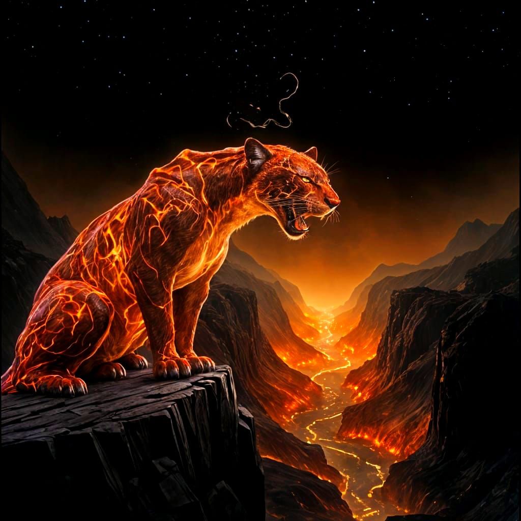 Dark Fantasy Fire Panther, Masterpiece Concept Art