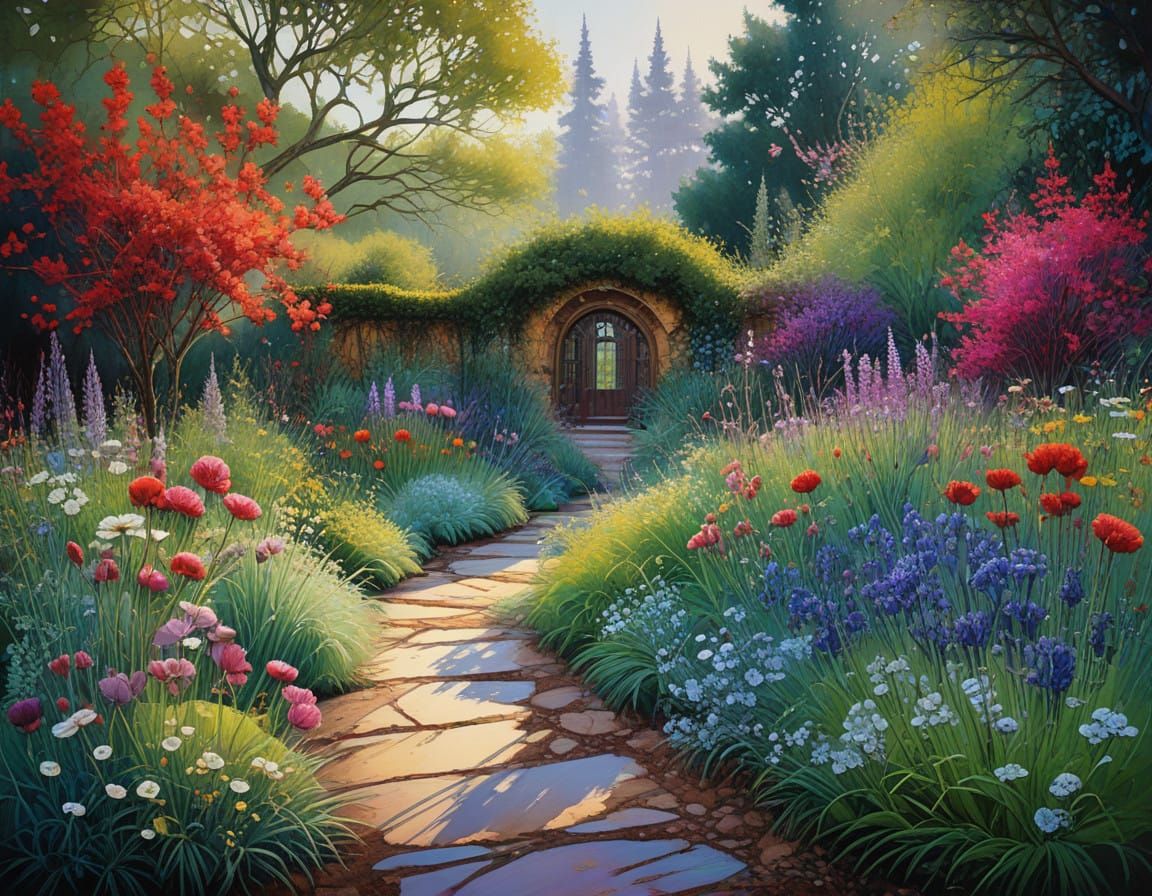 Whimsical Winter Garden in Expressive Watercolor Style