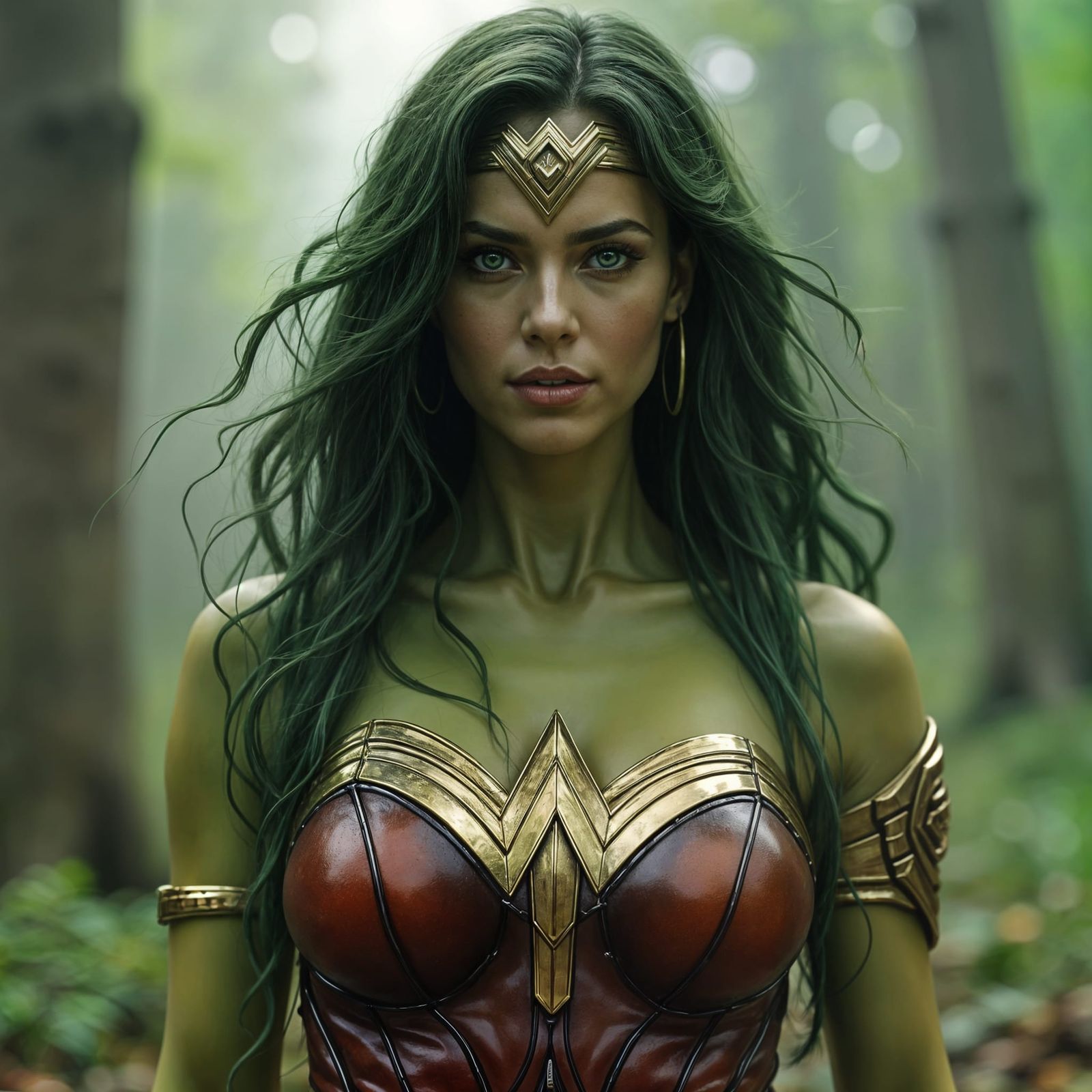 Fusion beween the Hulk  and Wonder Woman