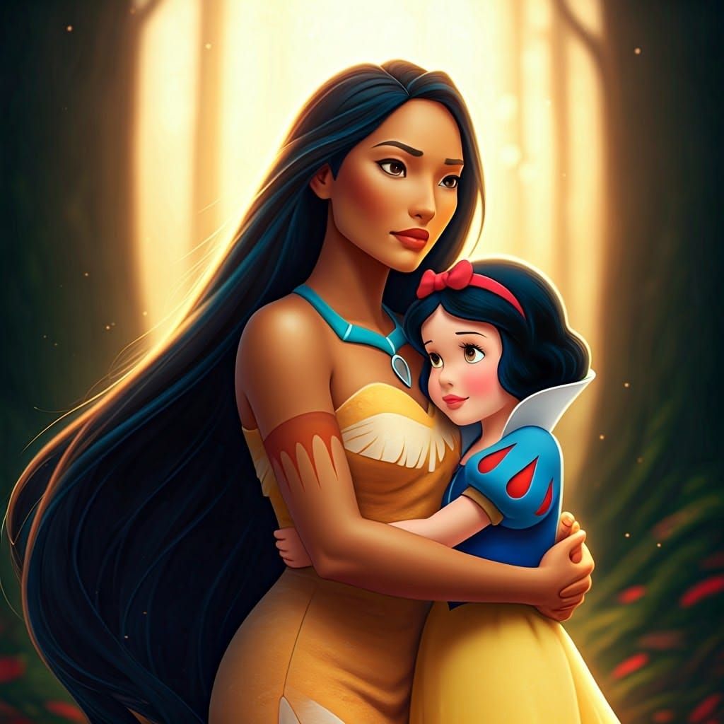 Pocahontas and Snow White in Disney Style