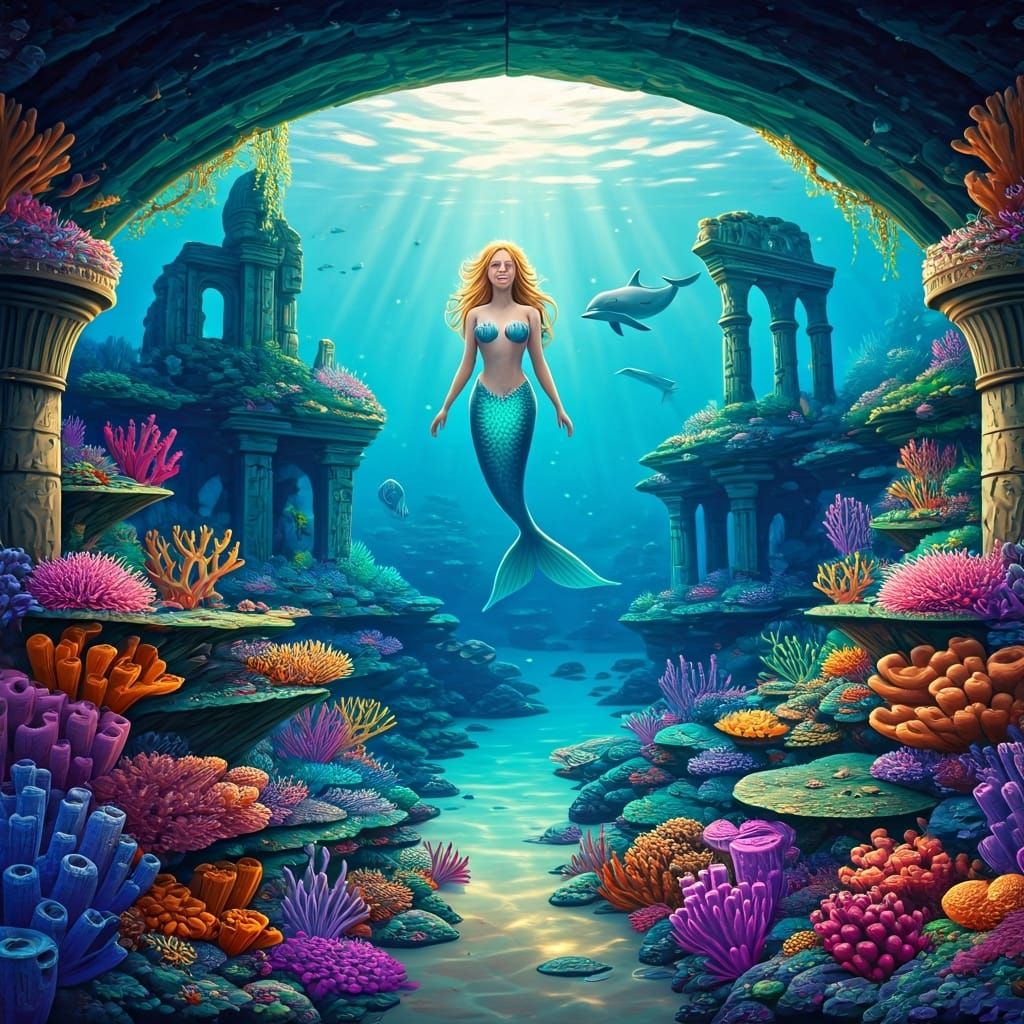 Enchanting Mermaid Cove with Bioluminescent Coral