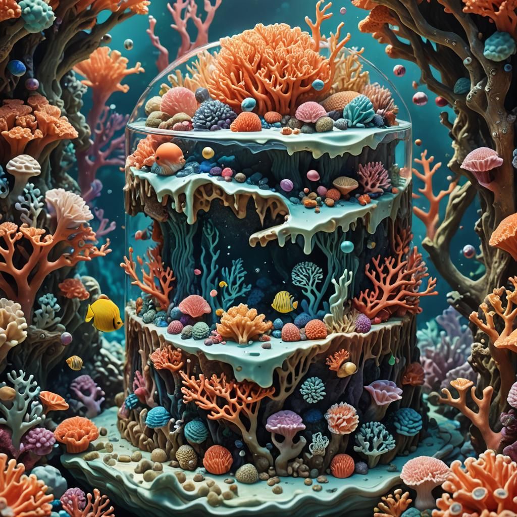 Coral Cake in Underwater Woodland Scene