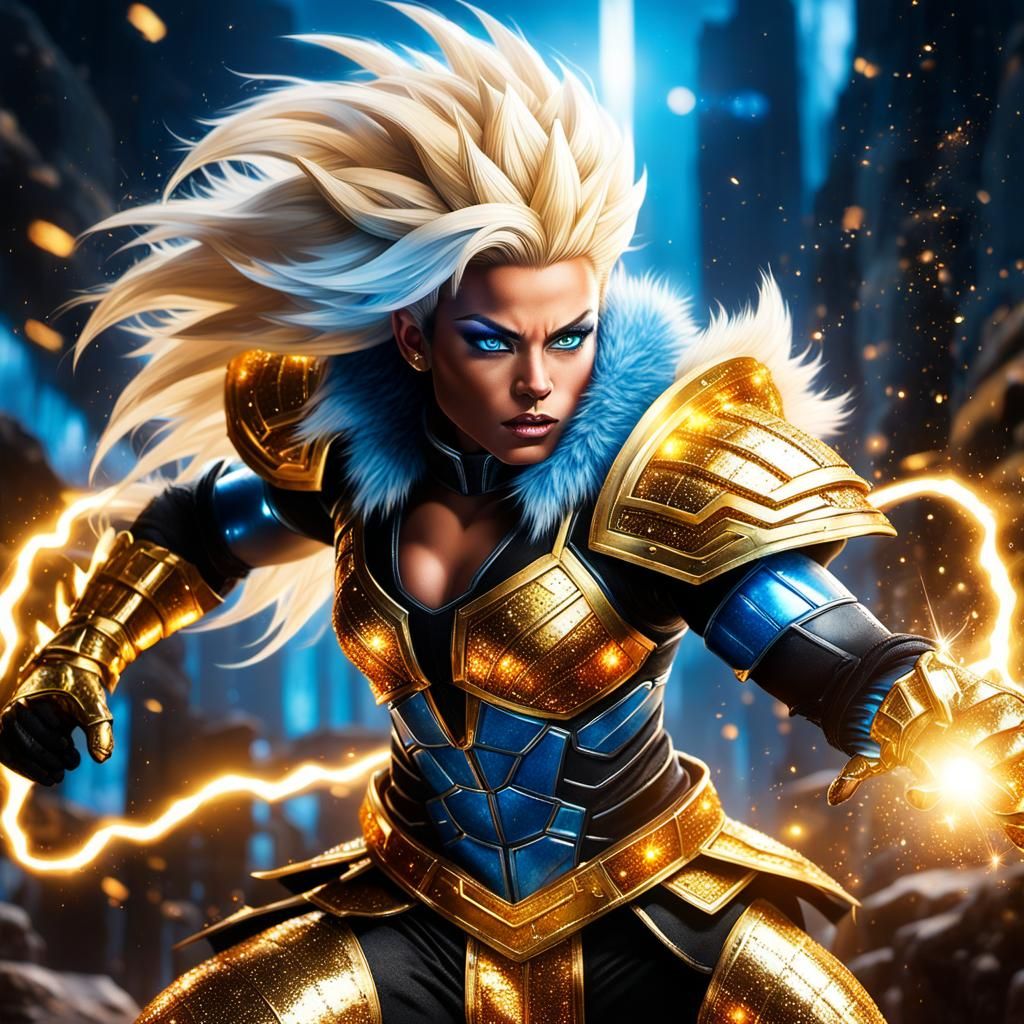 Powerful Super Saiyan Woman in Golden Aura