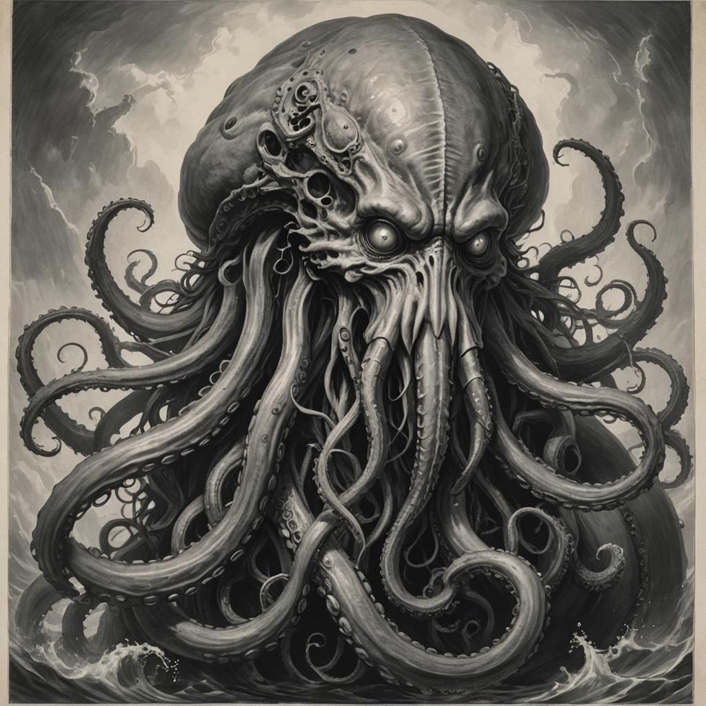 Kraken with Humanoid Face: AI Generated Hybrid