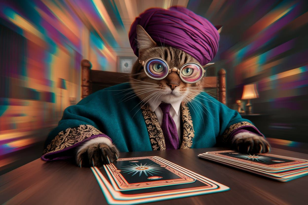 Mystic Cat in Old Mexico with Glitch Hologram Effect