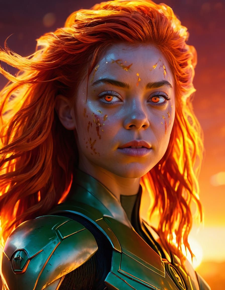 Starfire Alien Princess in Comic Book Art Style