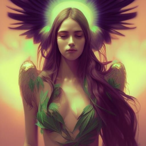 Marijuana Angel Portrait in Detailed Digital Art