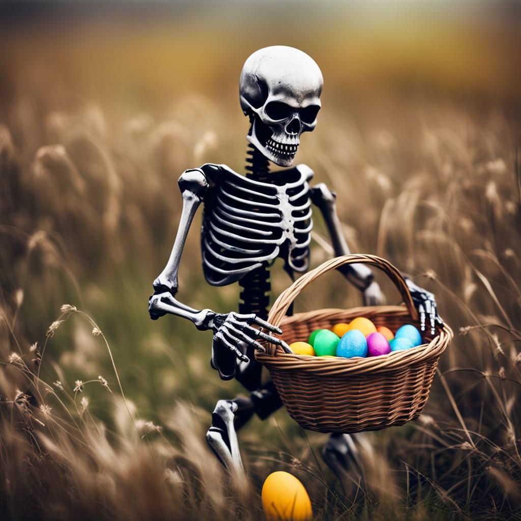 <Style of H.R. Giger >  <skeleton,  Jesus > [hunting  for Ea...