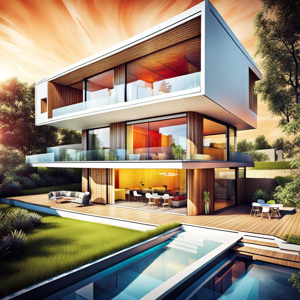Futuristic Low-Energy House: Abstract Architectural Visualiz...