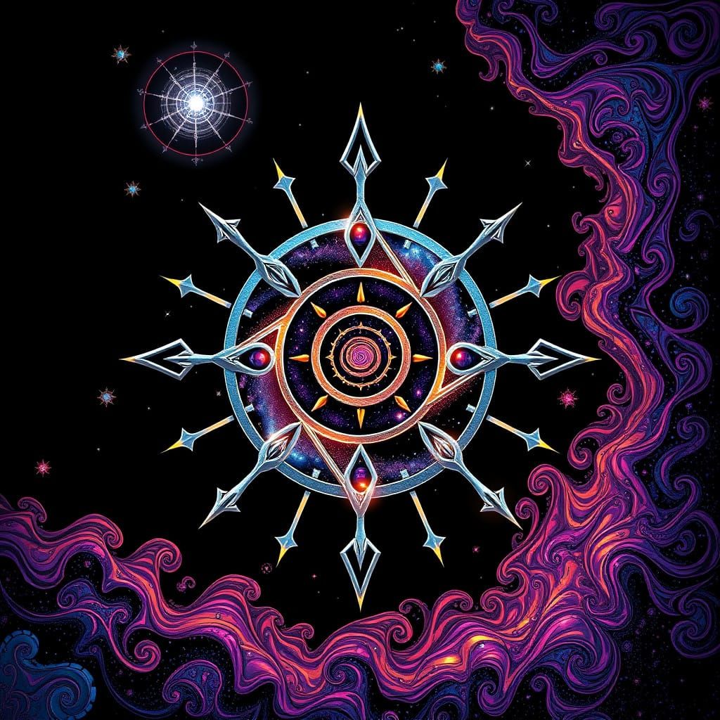 Mysterious Cosmic Glyph in Neon Hues