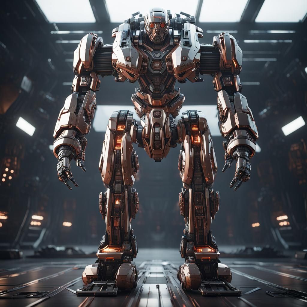 Futuristic Mech Warrior in Sci-Fi Style