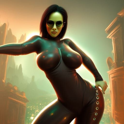 Matrix Girl with Curvy Body in Detailed Painting