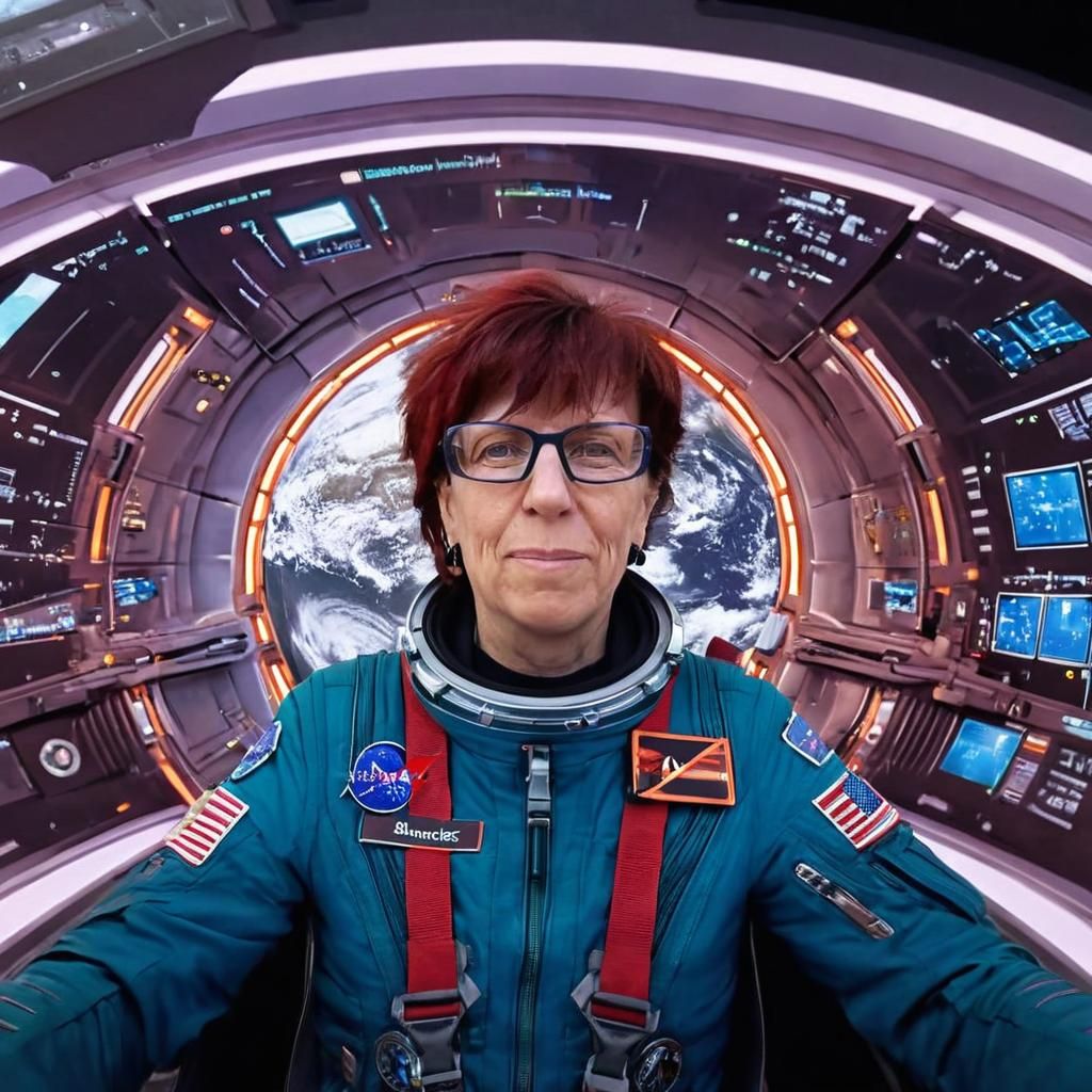 Astronaut Commands Spaceship Bridge in Sci-Fi Realism