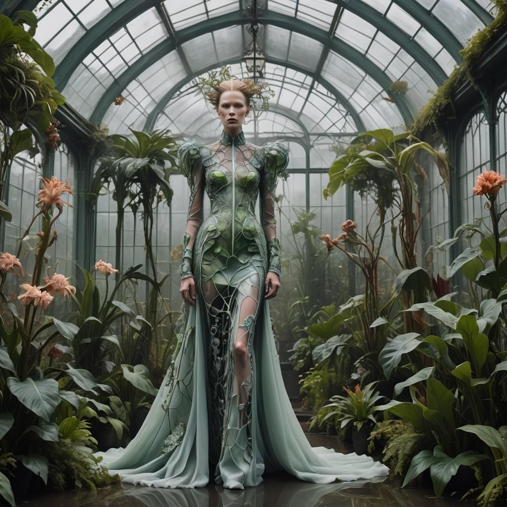 Androgynous Transformation in Art Nouveau Greenhouse