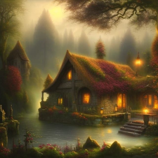 Ethereal Forest Cottage: A Digital Matte Painting