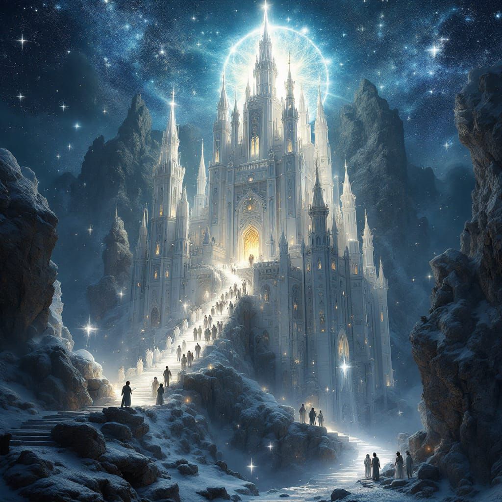 Majestic Castle in Higher Realms with Light Beings