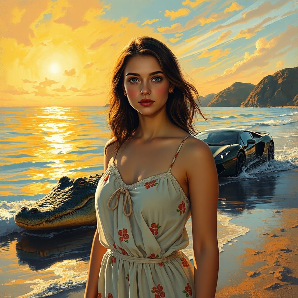 Christina's Dilemma: Crocodile, Coast, and Cubist Car