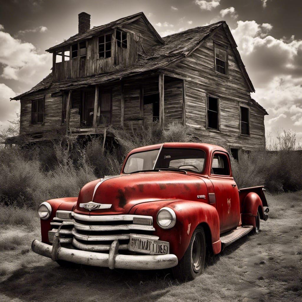 Classic 1949 Red Chevrolet Pickup Truck