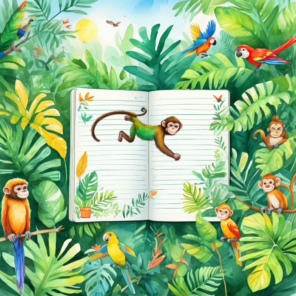 Jungle Animals Leap to Life: Whimsical Watercolor Illustrati...