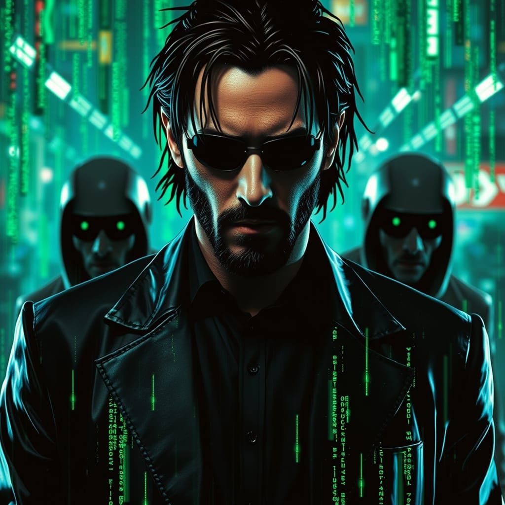 Neo in Glitchcore Style