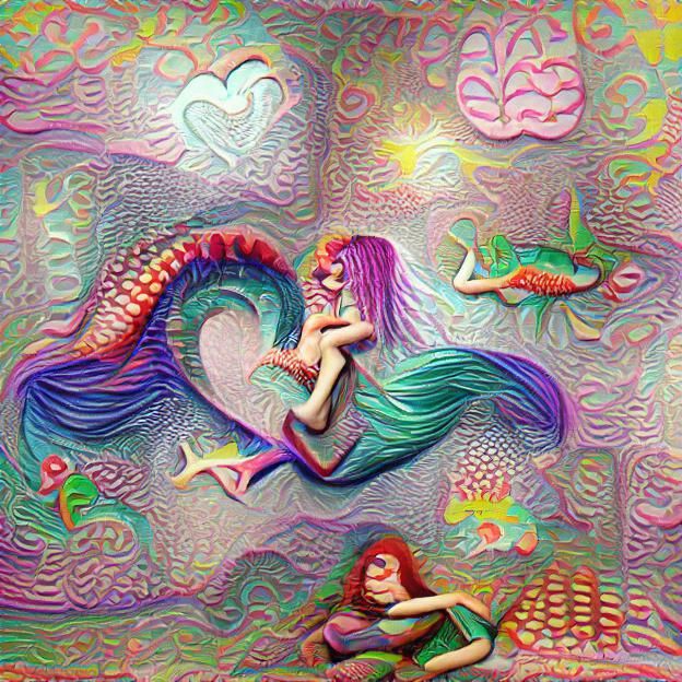 Psychedelic Mermaid in a Colorful Dreamscape