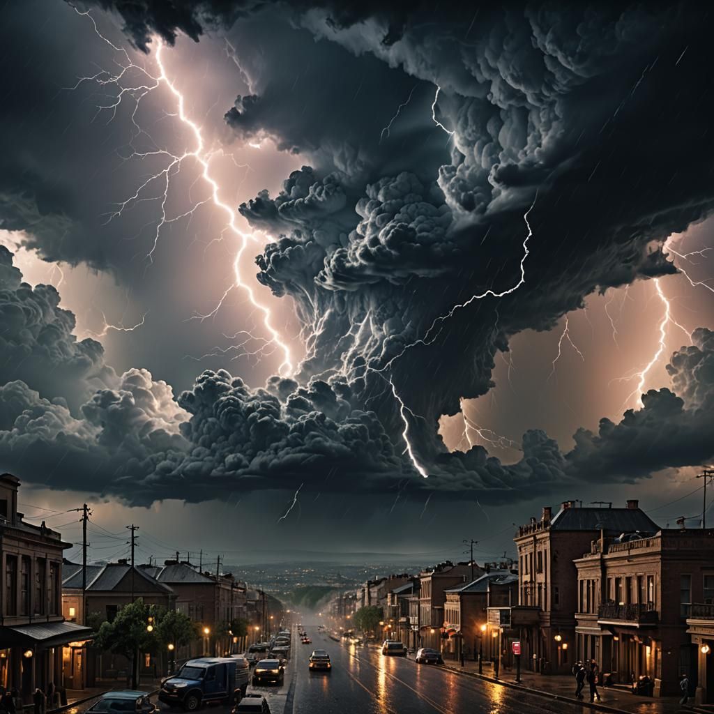 Epic Thunderstorm in Maximalist Digital Painting