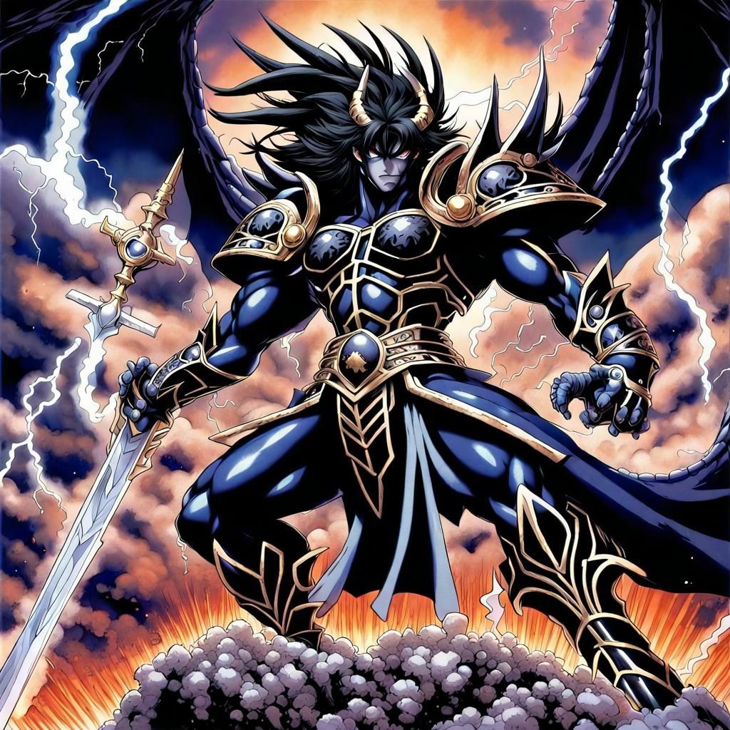 Cosmic Dragon Warrior Overlord in Manga Style