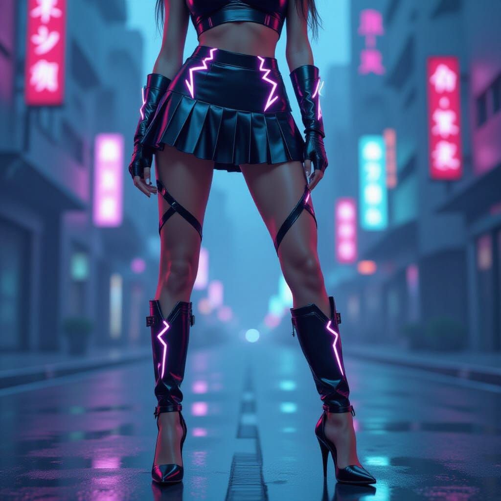 Cyberpunk Girl in Asymmetrical Outfit