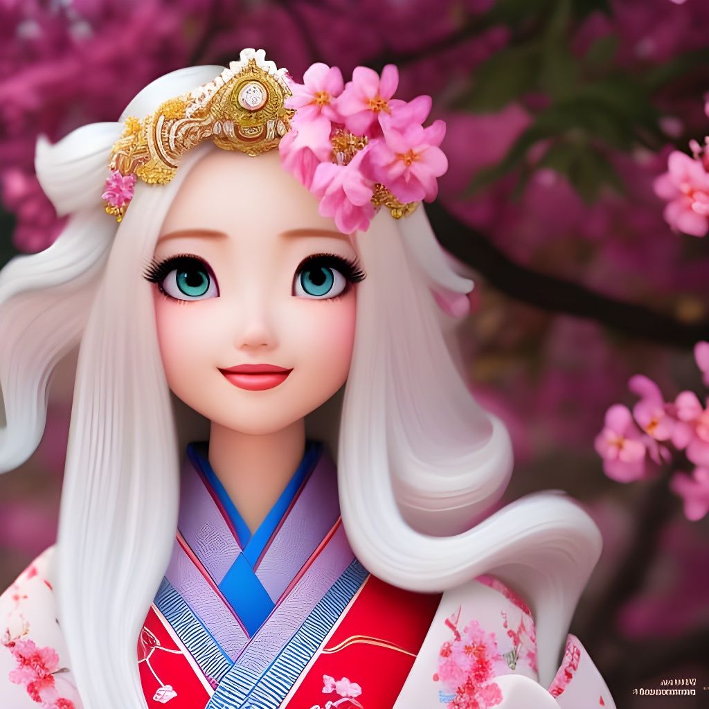 Pixar Princess with White Hair in Spring