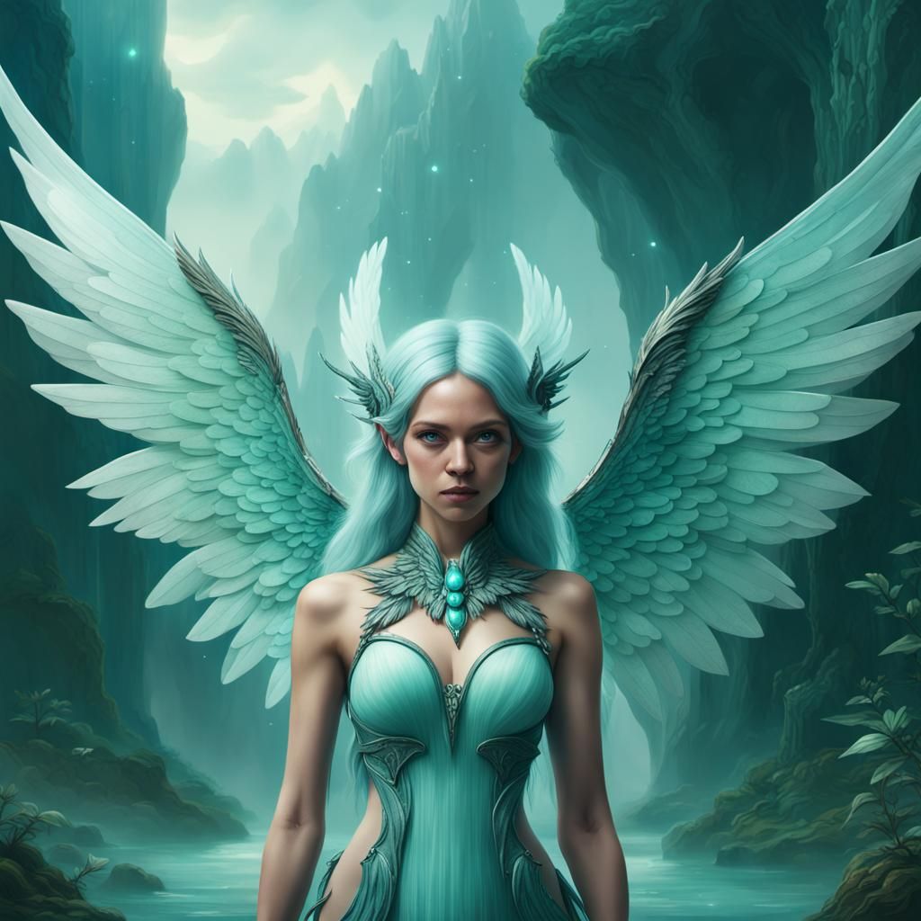 Amazonite Crystal Fairy with Large Wings