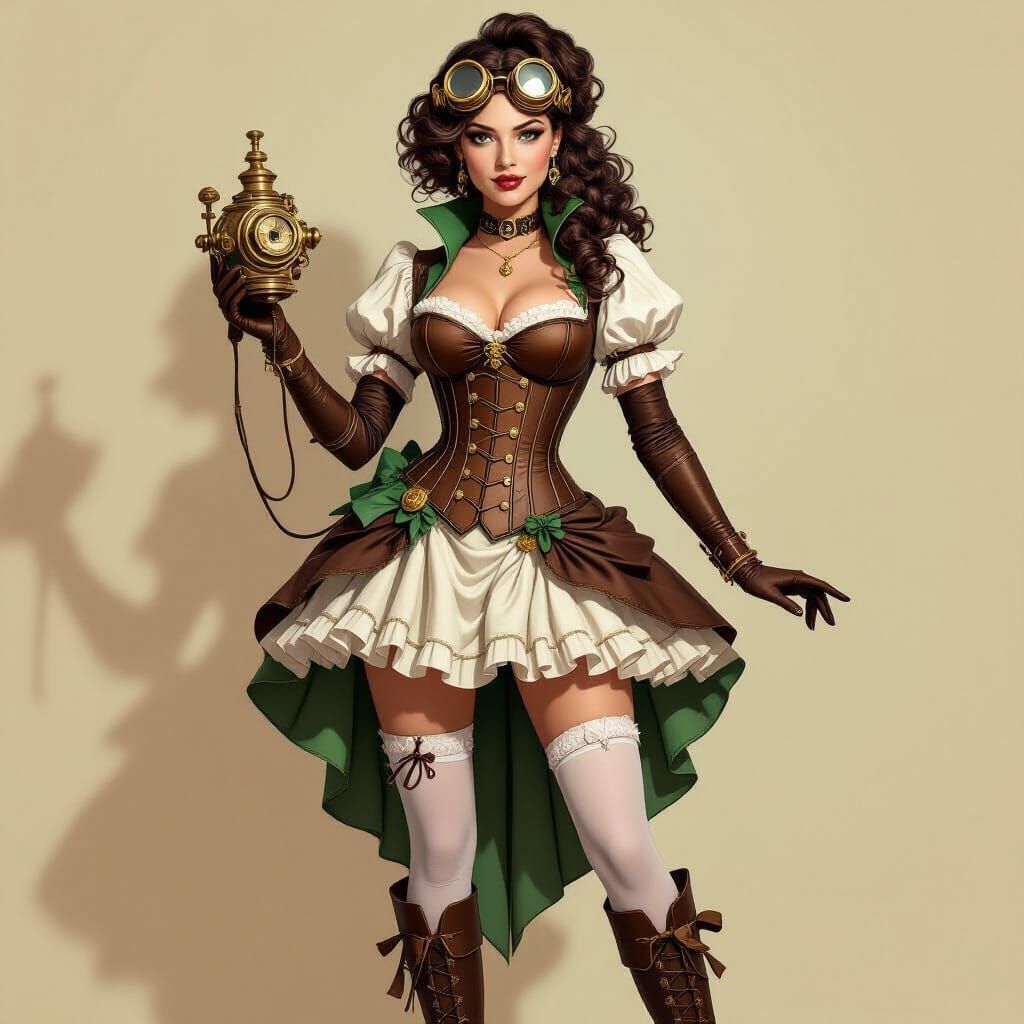 Elegant Steampunk Woman with Vintage Device