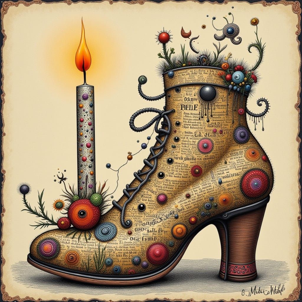 Pointillist Lamp from Vintage Newsprint