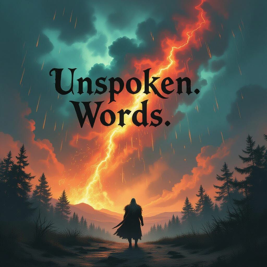 Odin's Bad Omen: Meteor Storm with Gothic Text