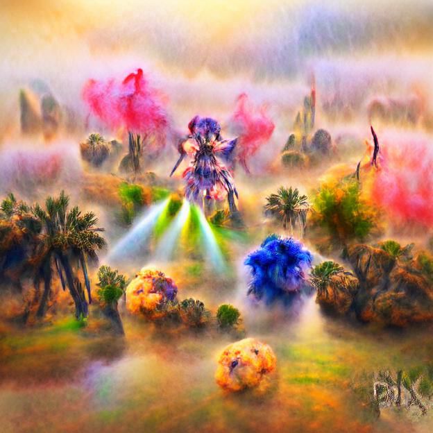 Phoenix in Volumetric Watercolor Mist