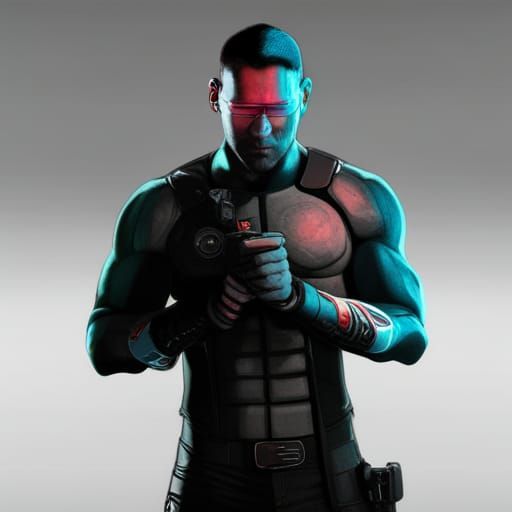 Cyberpunk Cyborg with Laser Eye in Neon