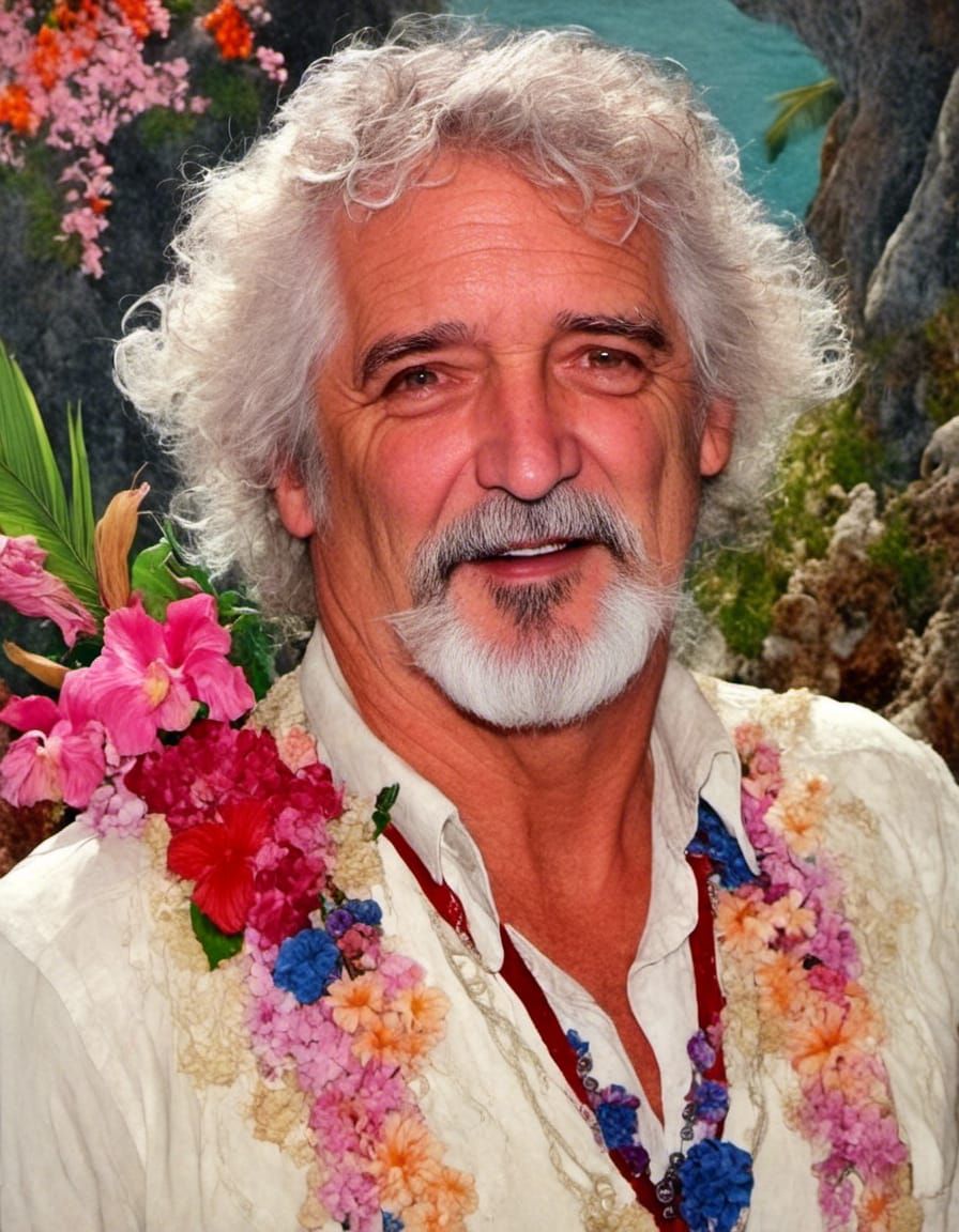 Hawaiian Birthday Celebration in Alphonse Mucha Style