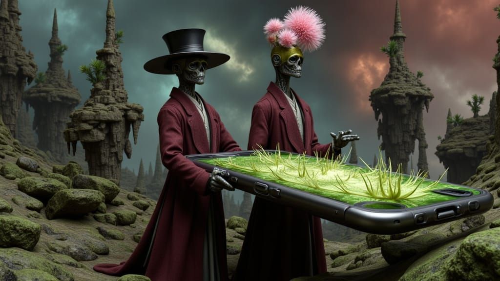 Surreal Aliens Carry Giant iPhone in Dreamscape