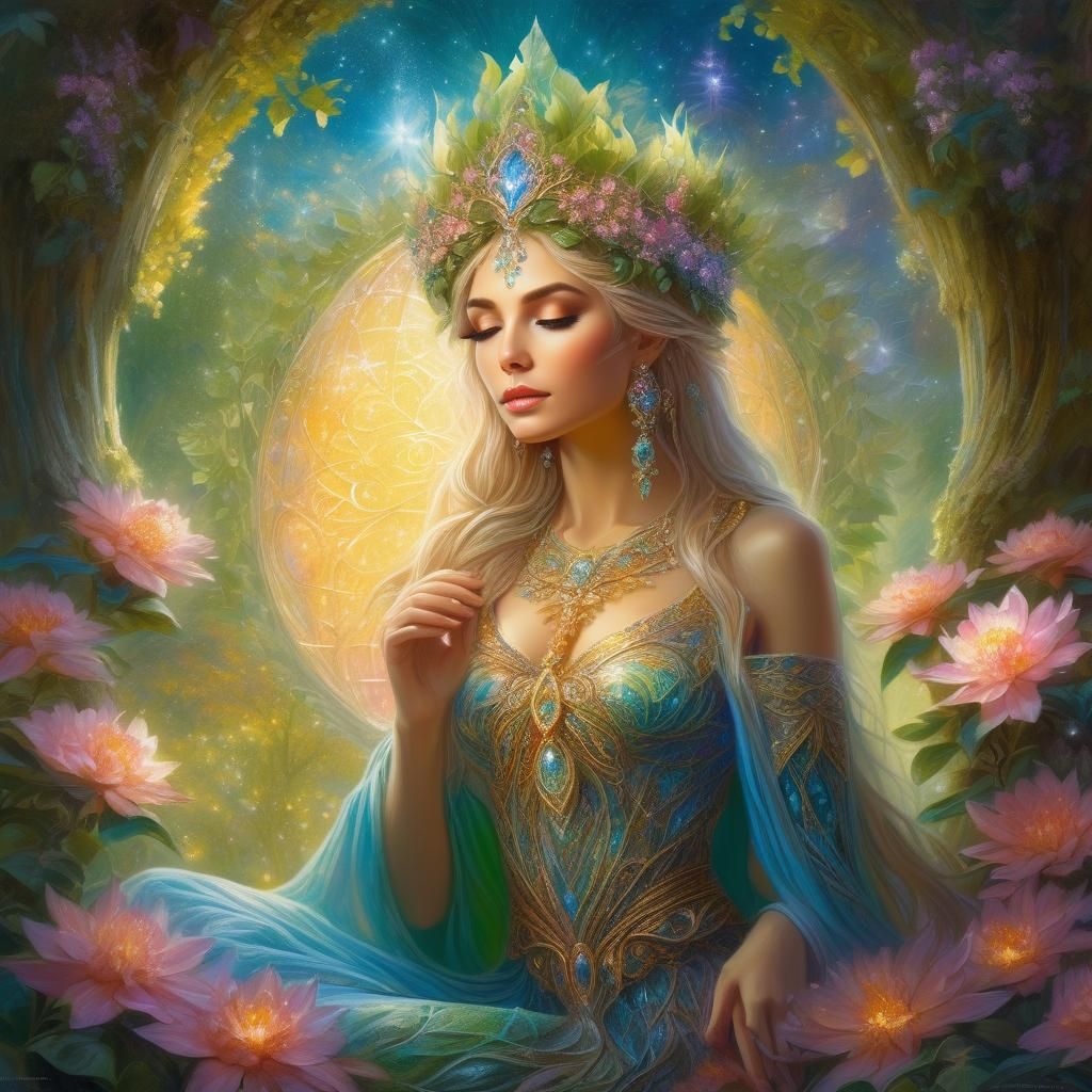 Enchanted Elf Queen Under Flower Tree