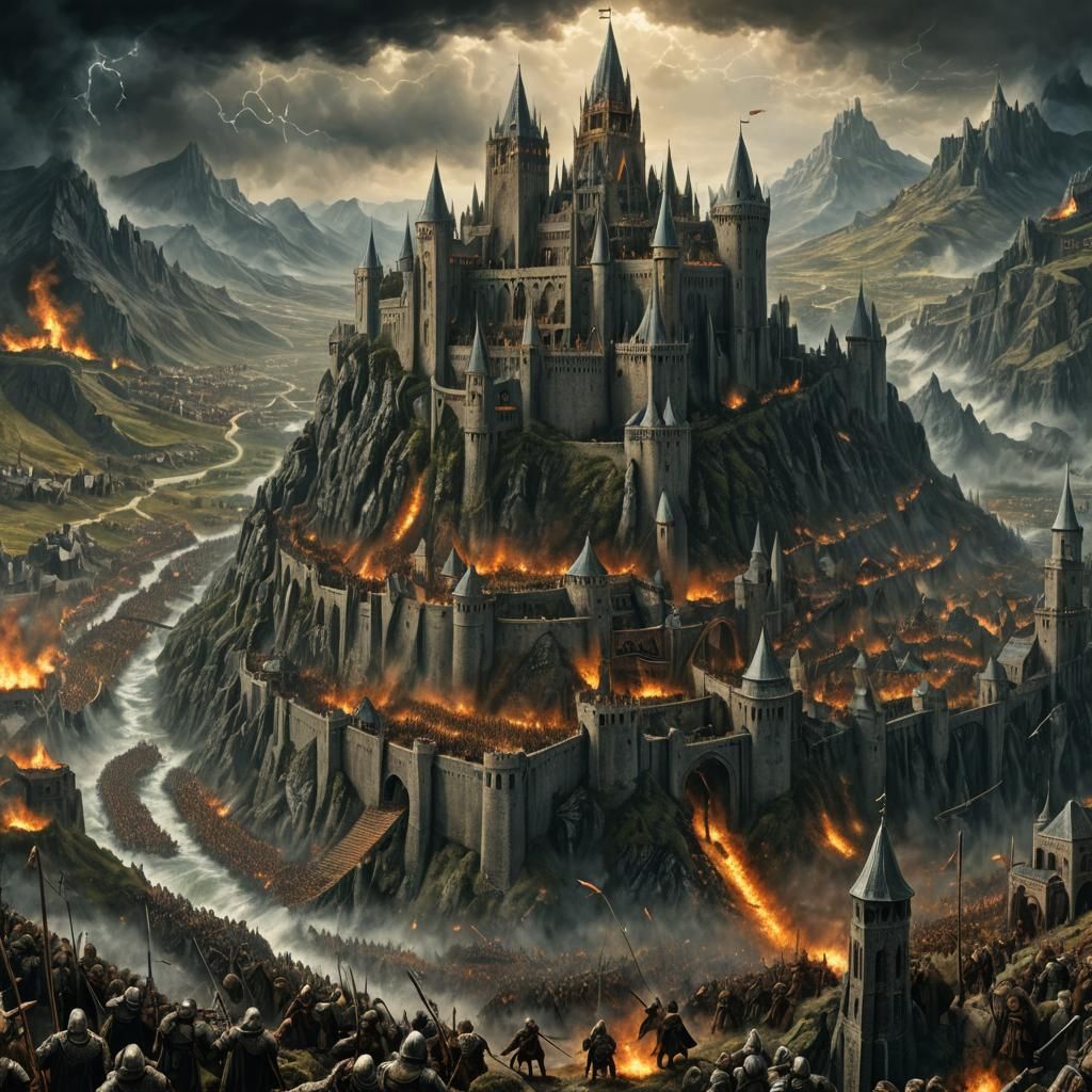 Minas Tirith Battle: Siege of Gondor in Digital Painting