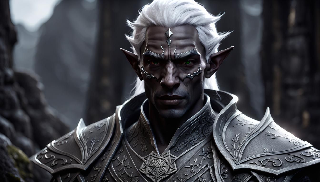 Drow Elf Male in Detailed Archviz Location