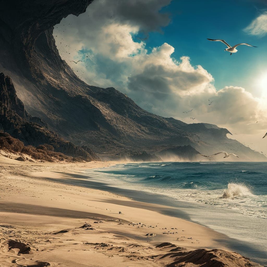 'movie poster' Walking on the sandy shores in Greece without...