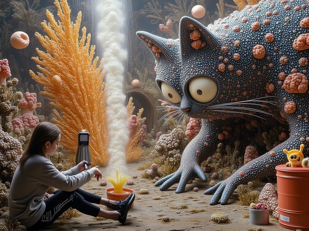 Majestic Cat in Cartoon Style