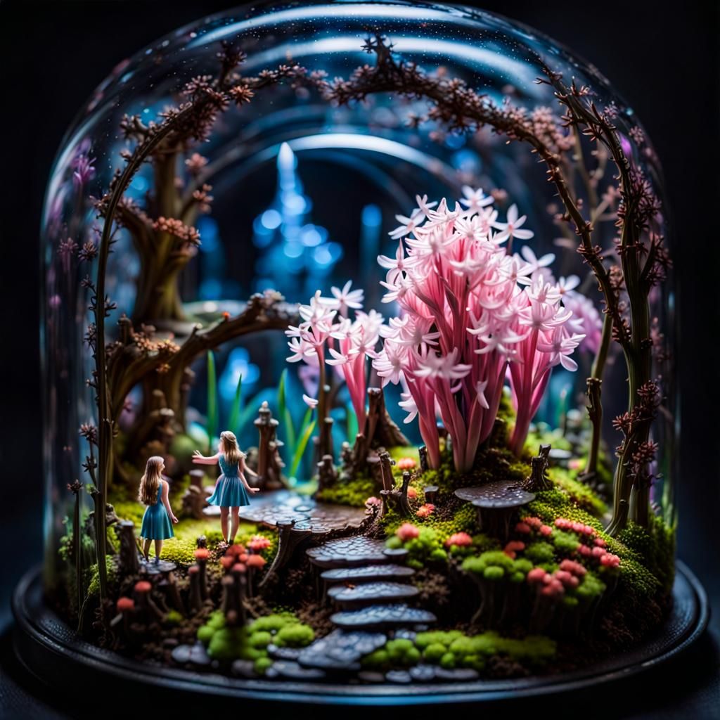 Magical Garden with Bioluminescent Fairies in Fantasy Art