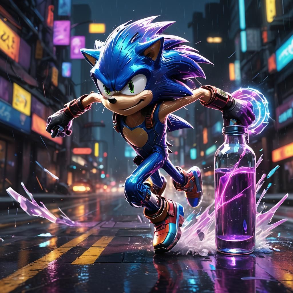 Sonic in a Bottle: Cyberpunk Concept Art