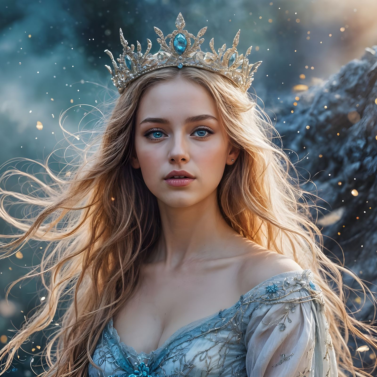 Ethereal Muse in Blue-Eyed Majesty