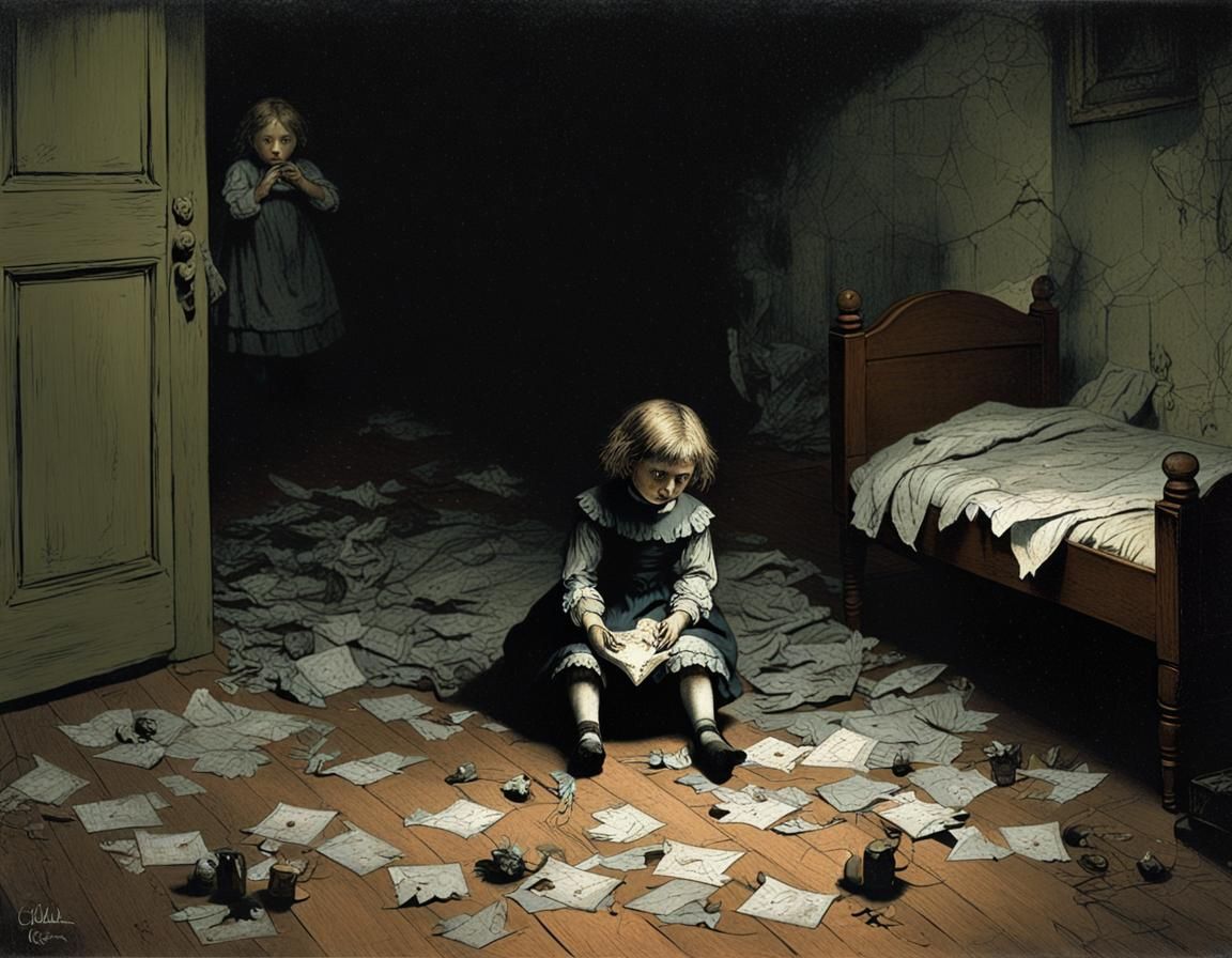 Eerie Victorian Child in Haunted Room