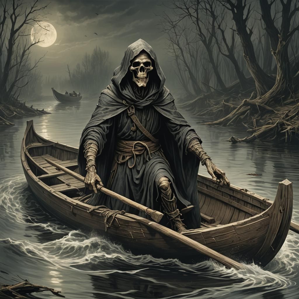 Charon the Ferryman Navigates the River Styx