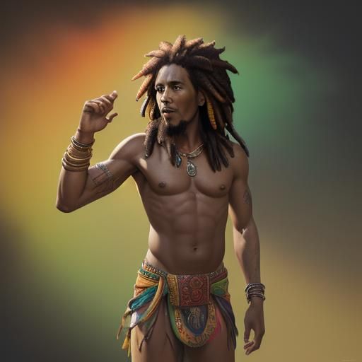 Hyperrealistic Bob Marley Portrait in Rastafarian Style