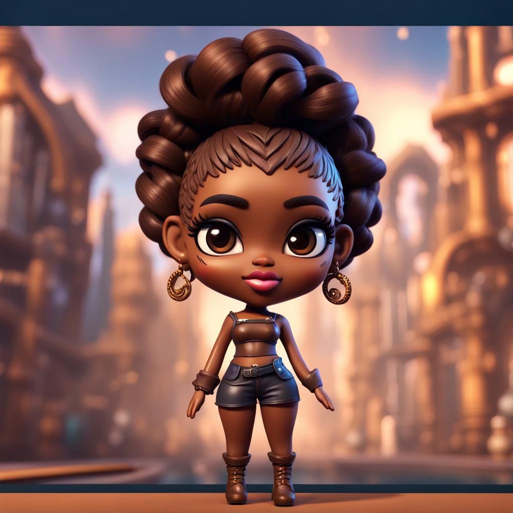 Chibi Bratz Doll with Brown Updo Hair