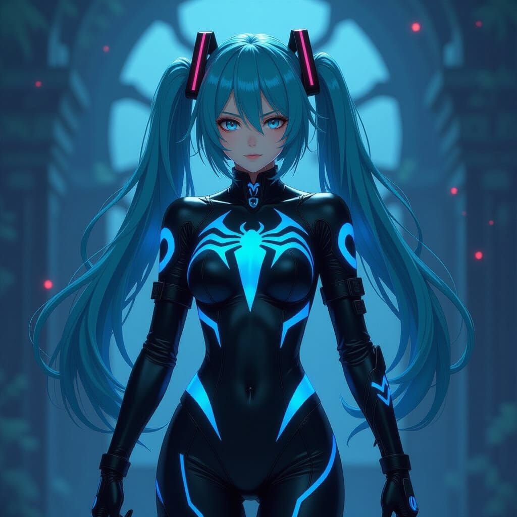 Hatsune Miku in Venom Symbiote Suit
